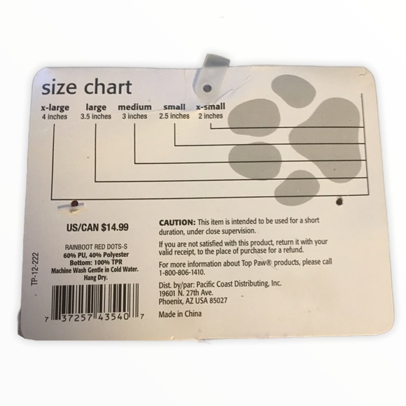 Top Paw Dog Rain Boots Size Small - Picture 5 of 6